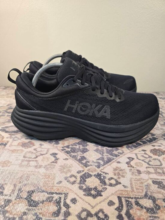 Size 9.5 4E - Hoka One One Bondi 8 Triple Black Men\'s Running Shoes X-Wide main image 7